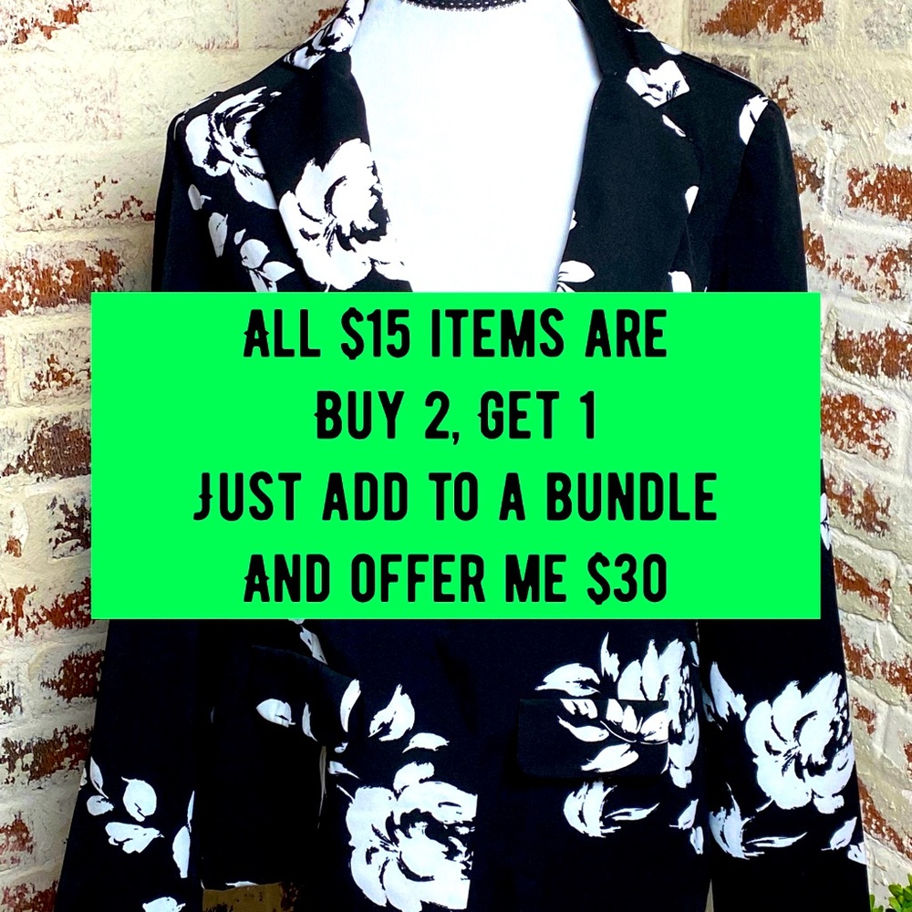All $15 items are b2g1.